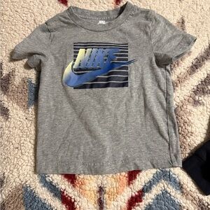 Nike Kids Gray Tee with Gradient Blue Logo